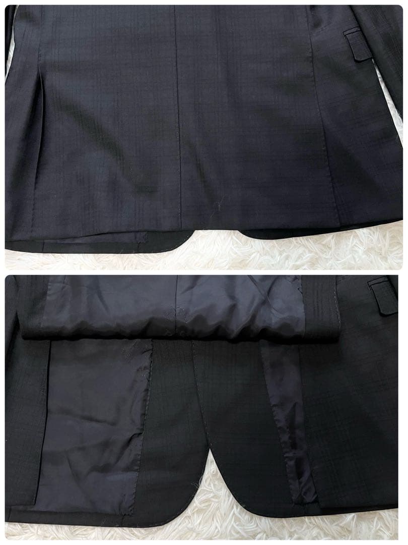 BURBERRYBLACK LABEL スーツ チェック メリノウール 黒