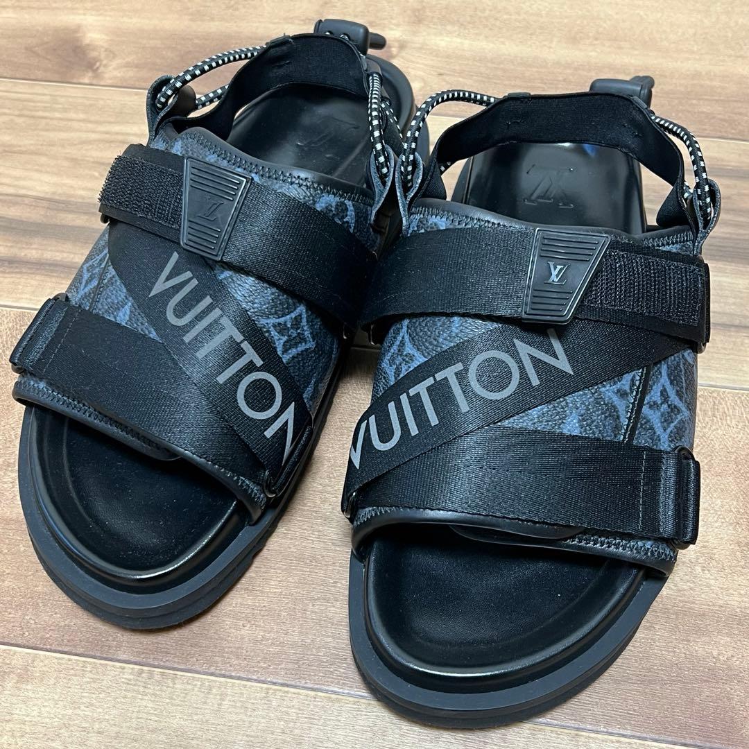 MSCS_004 LV ホノルルライン レザー×ファブリックサンダル サイズ7