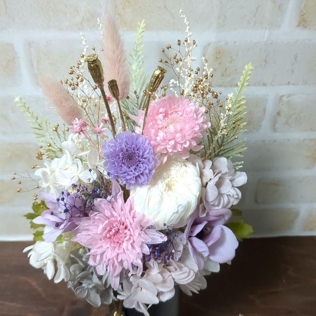☆493 お花畑のような優しい仏花　一対　タッセル付　プリザーブドフラワー