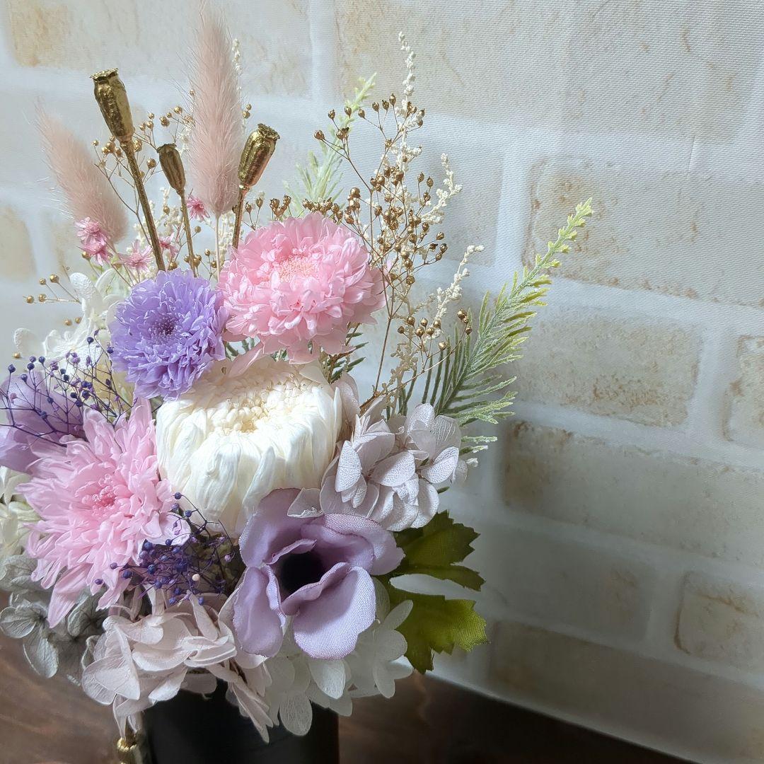 ☆493 お花畑のような優しい仏花　一対　タッセル付　プリザーブドフラワー