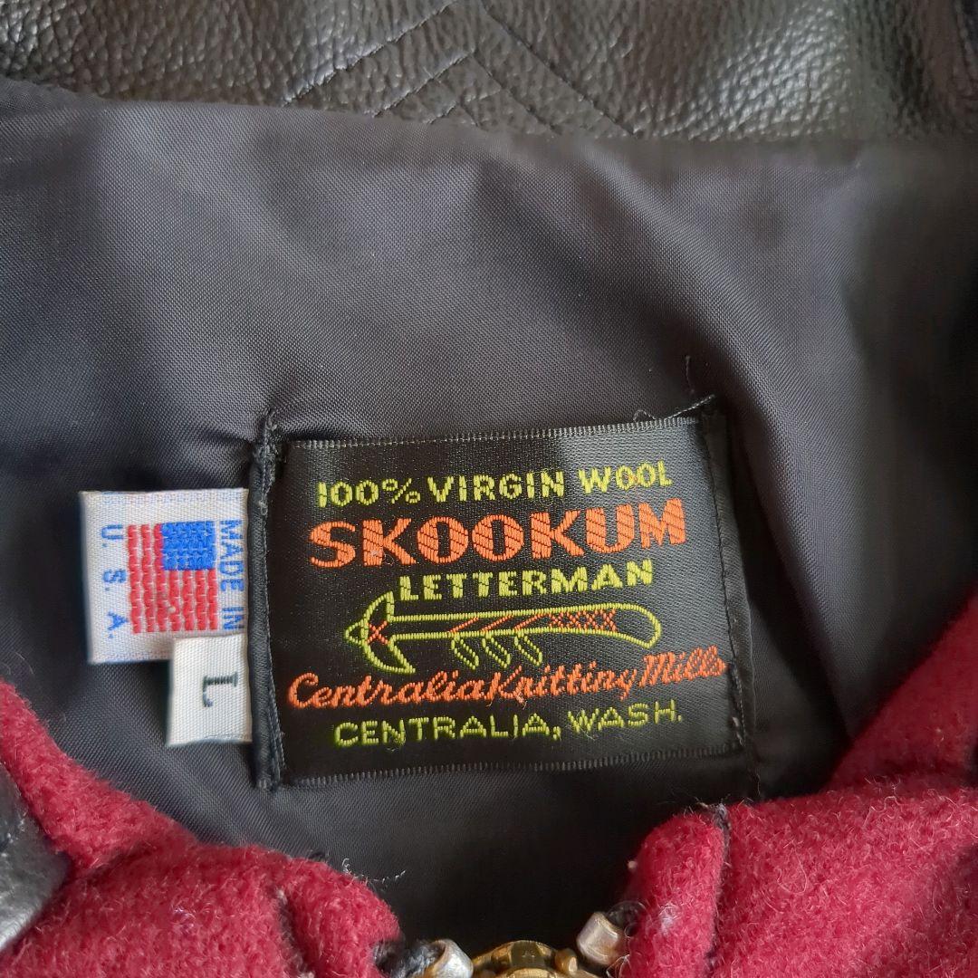 SKOOKUM スクーカム レザースタジャン レターマンジャケット 希少色 L