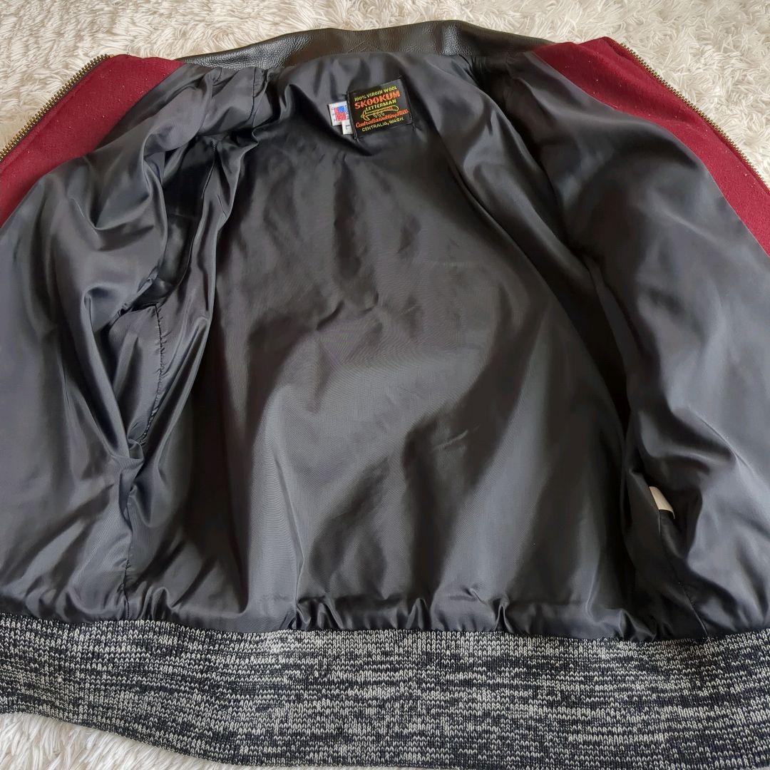 SKOOKUM スクーカム レザースタジャン レターマンジャケット 希少色 L
