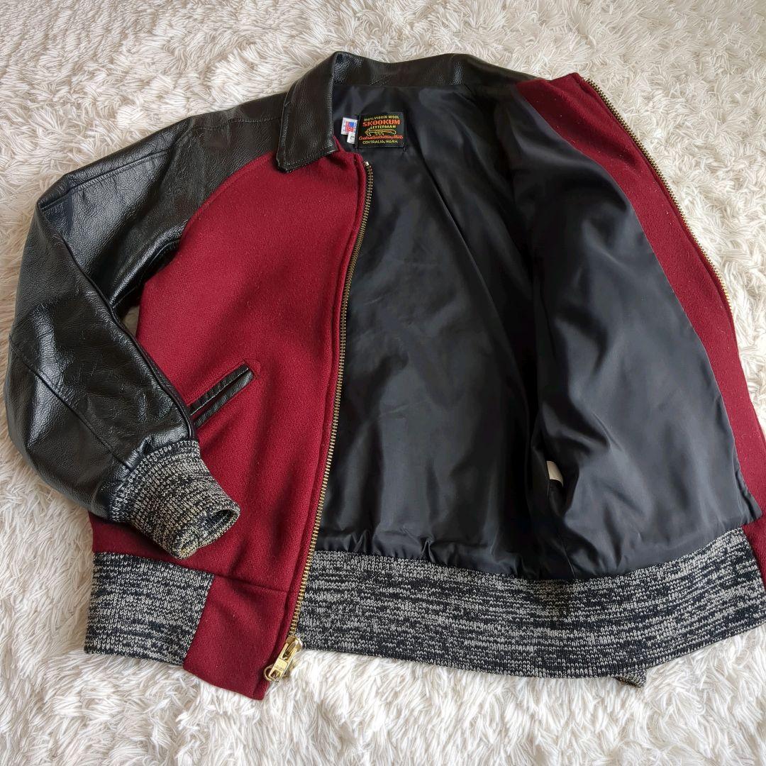 SKOOKUM スクーカム レザースタジャン レターマンジャケット 希少色 L
