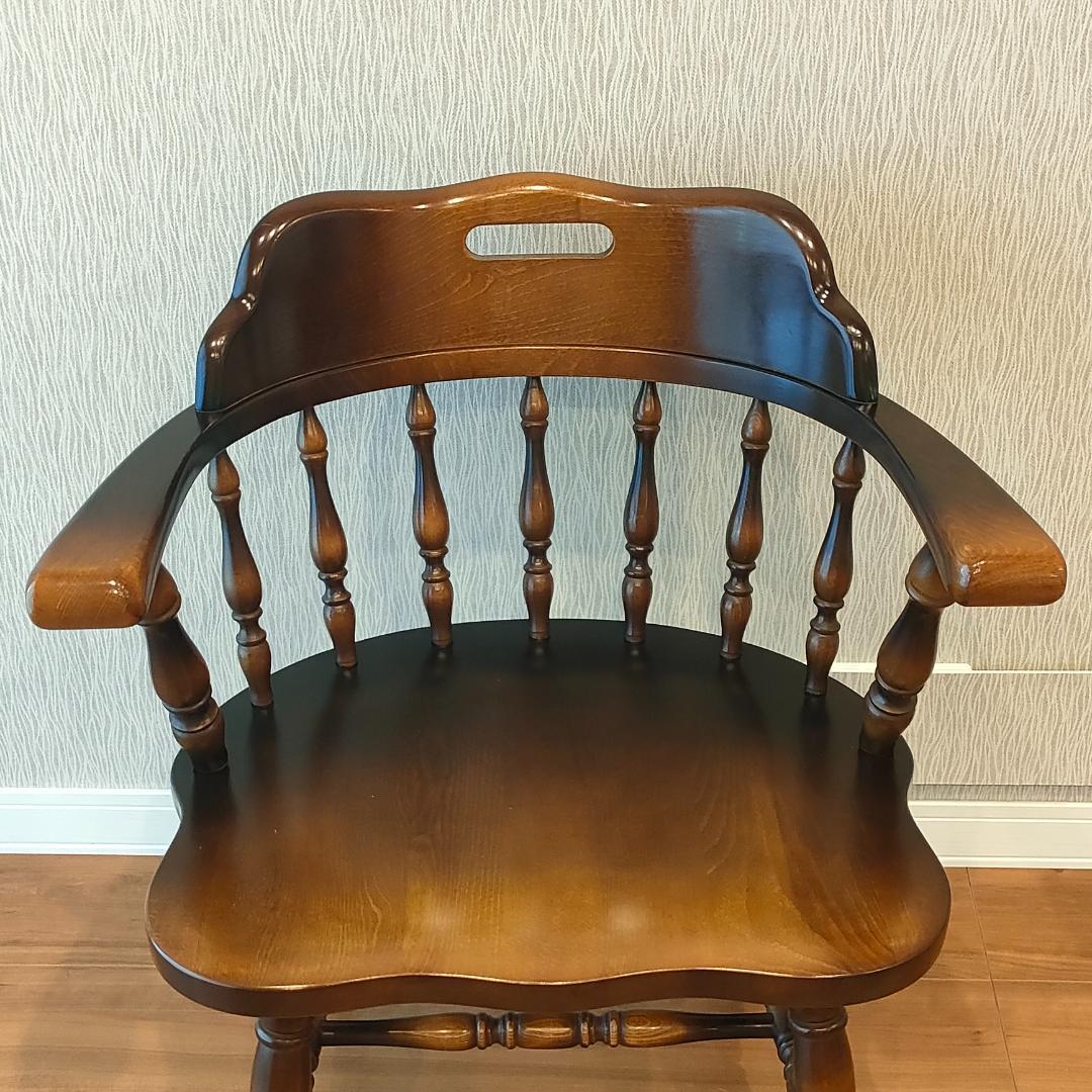 飛騨産業　アームチェア　ダイニングチェア　持ち手　ろくろ脚①