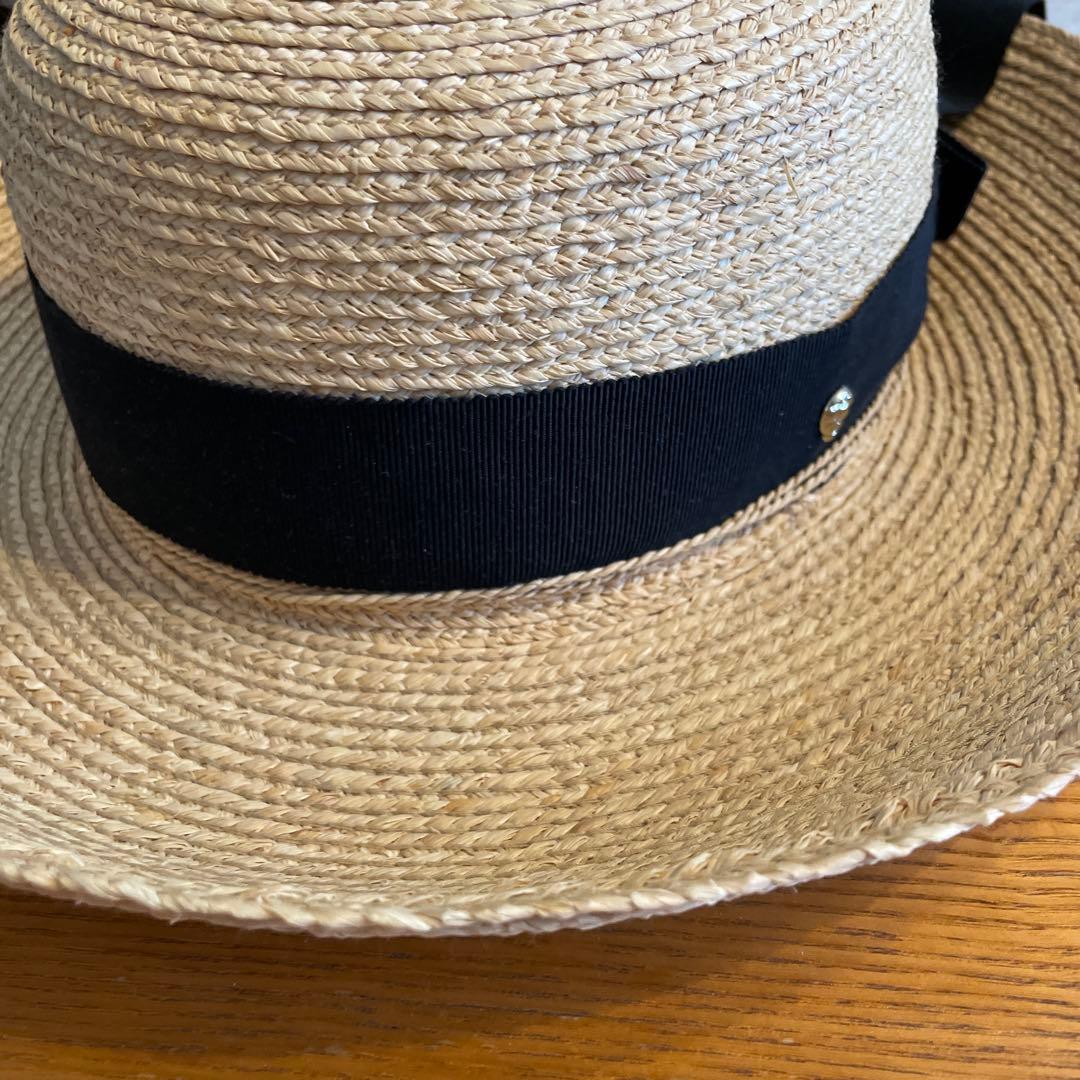 HELEN KAMINSKI ヘレンカミンスキー ラフィア ハット 黒リボン付き