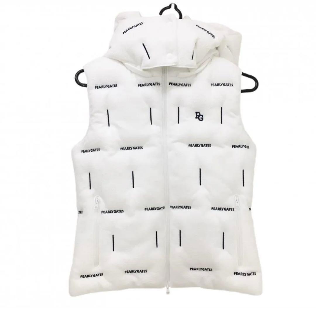 パーリーゲイツ 中綿ベスト ホワイト 刺繍 ゴルフ レディース 0(S)
