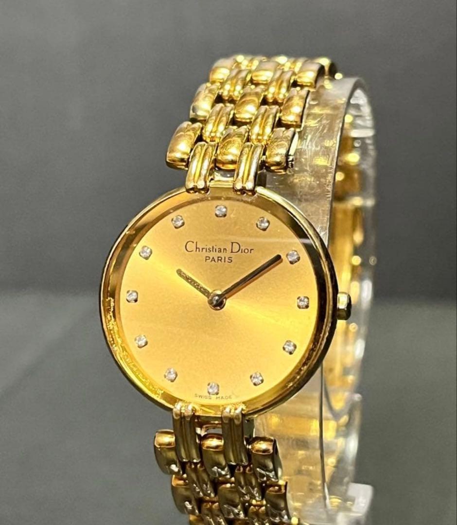 ★超美品！クリスチャンディオール バギラ石付レディース腕時計　動作良好
