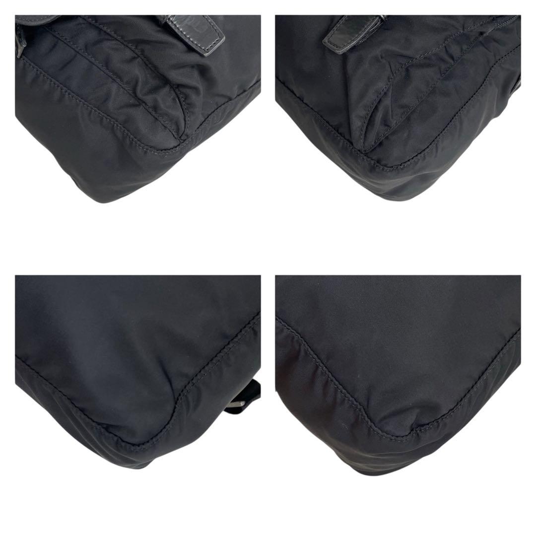 【極美品】プラダ　三角ロゴ　ナイロン　黒　フラップ　ショルダーバッグ　4756