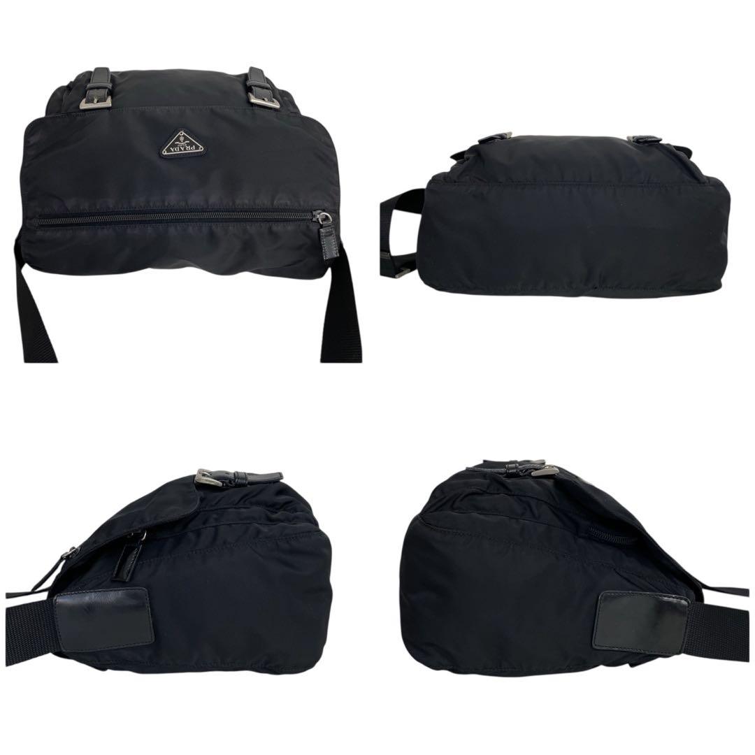 【極美品】プラダ　三角ロゴ　ナイロン　黒　フラップ　ショルダーバッグ　4756