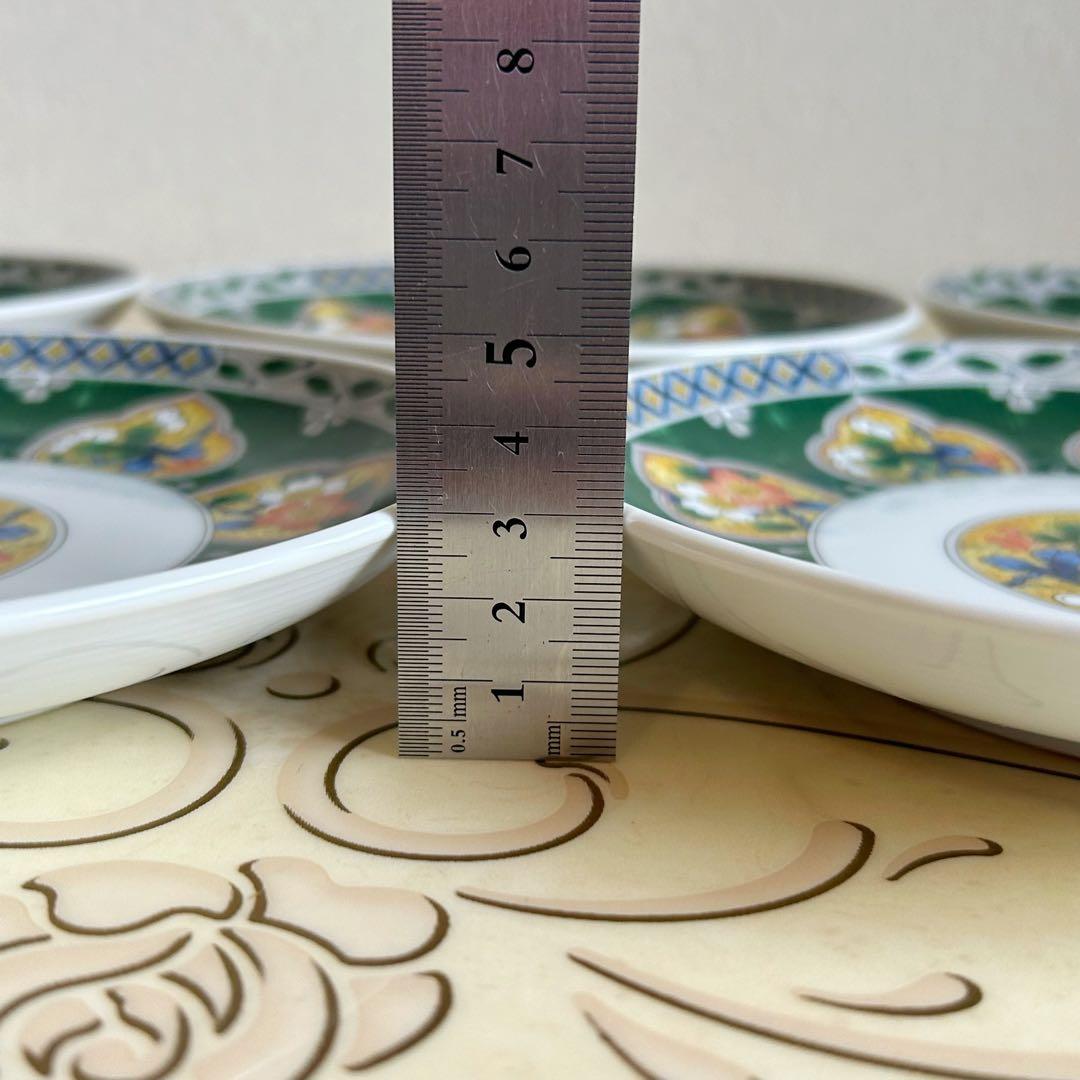 有田焼　南山窯　緑彩花紋　盛皿揃　5枚セット　和皿　中皿　色絵　九谷手　花柄