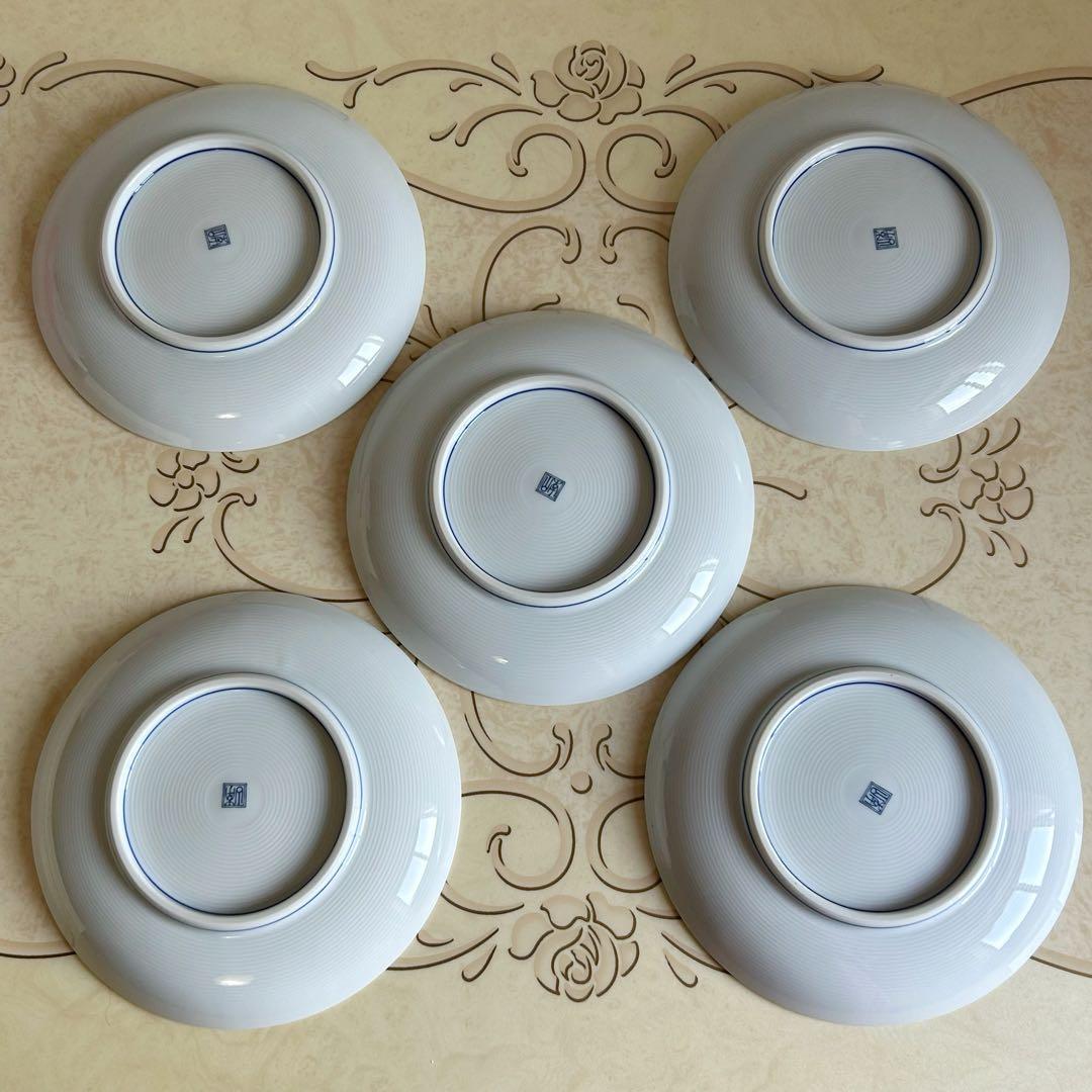 有田焼　南山窯　緑彩花紋　盛皿揃　5枚セット　和皿　中皿　色絵　九谷手　花柄