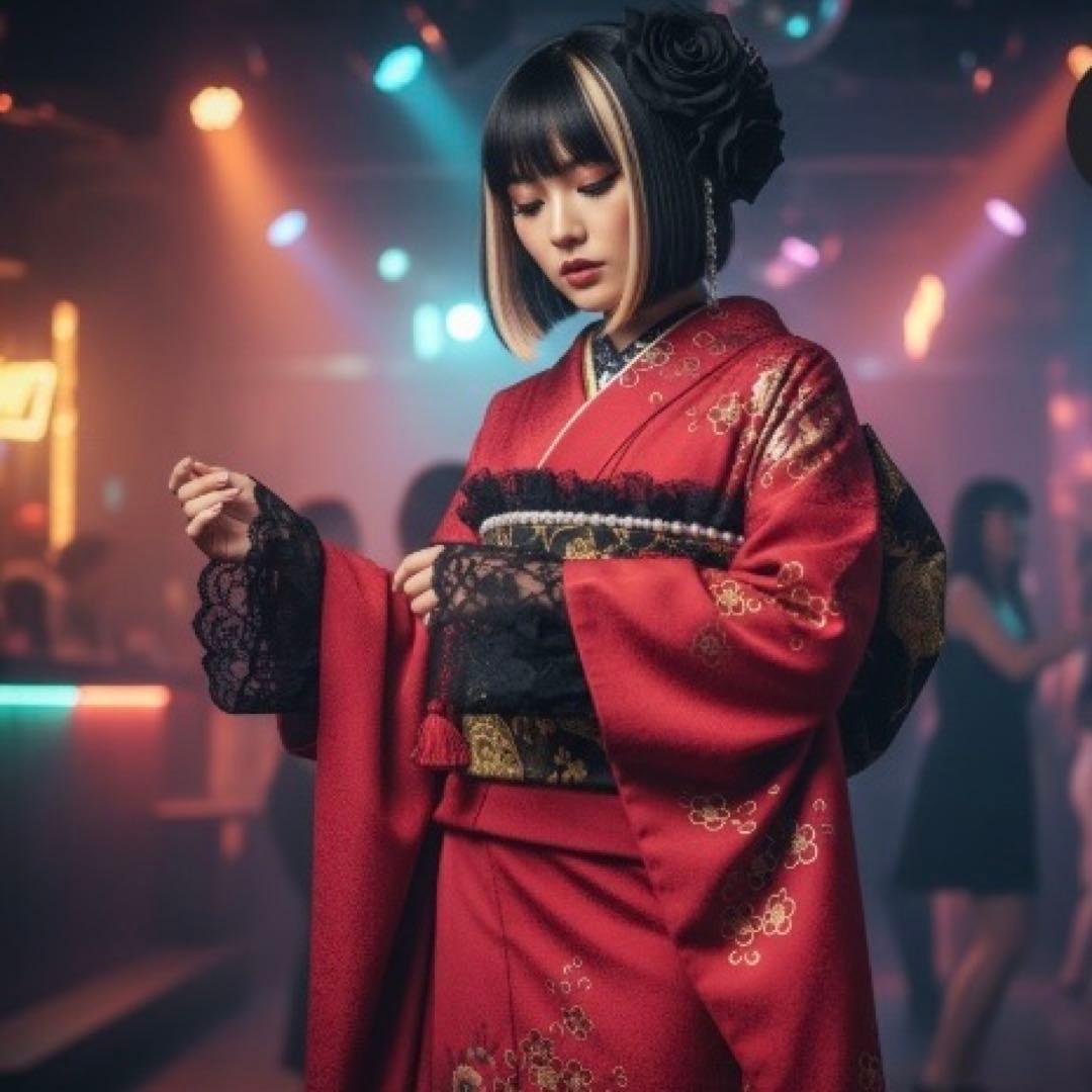 振袖豪華11点フルセット　赤系　金彩　刺繍　成人式　お正月　結婚式　いしげ