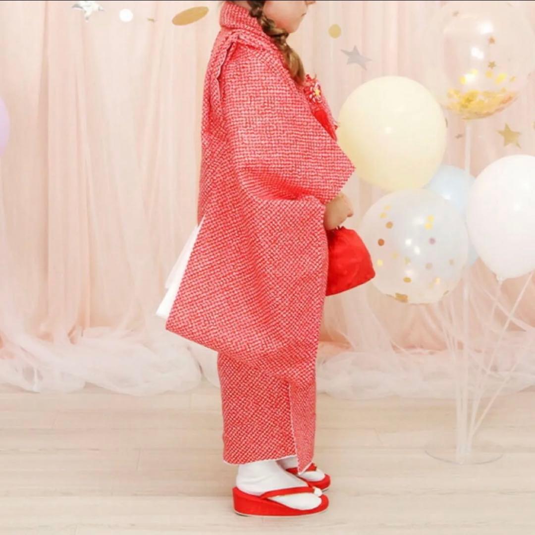 七五三 赤着物 3歳 フルセット疋田　着物 3歳 女の子 お被布 セット