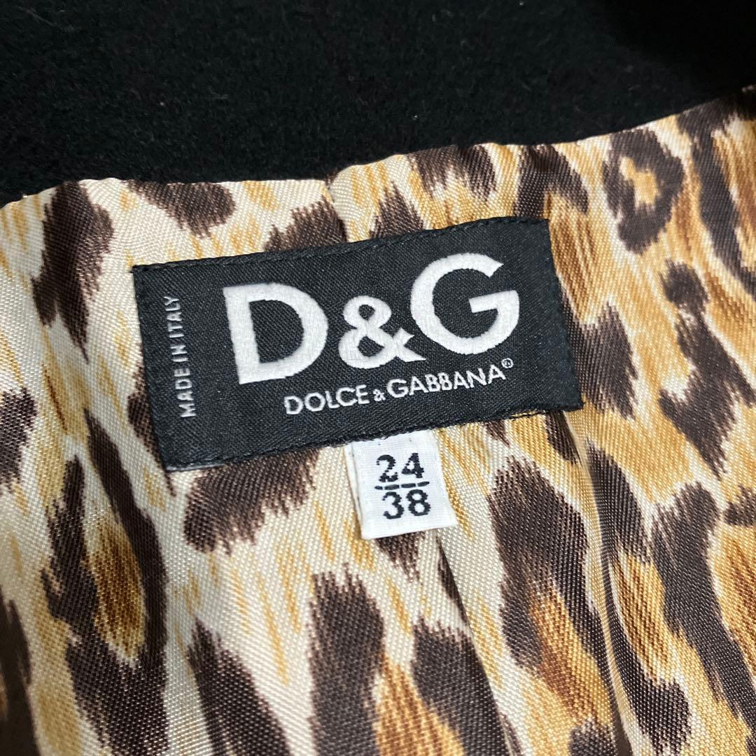【美品】D&G チェスターコート カシミア ウール ベルト レオパード 38