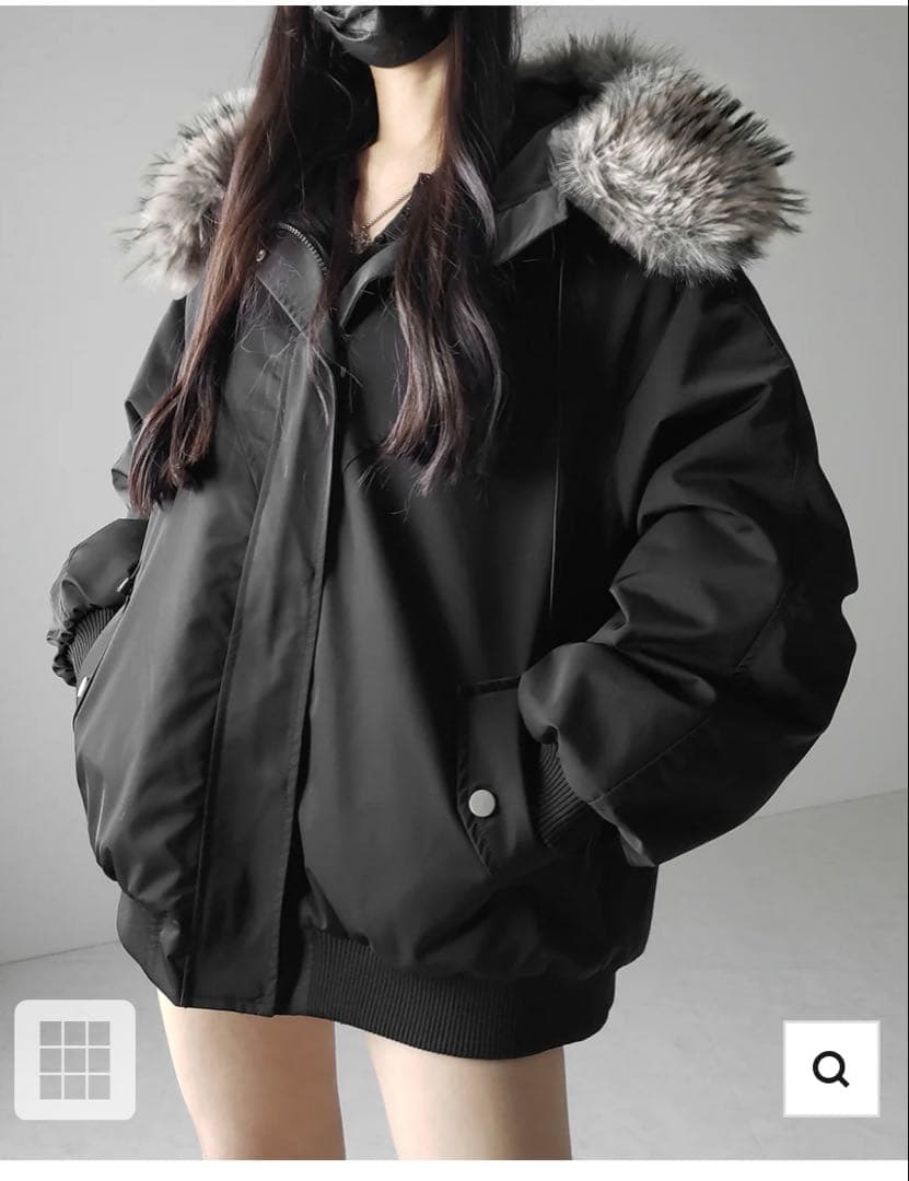 ミームセレクト　 フェイクファーフーディビッグダウンジャケット