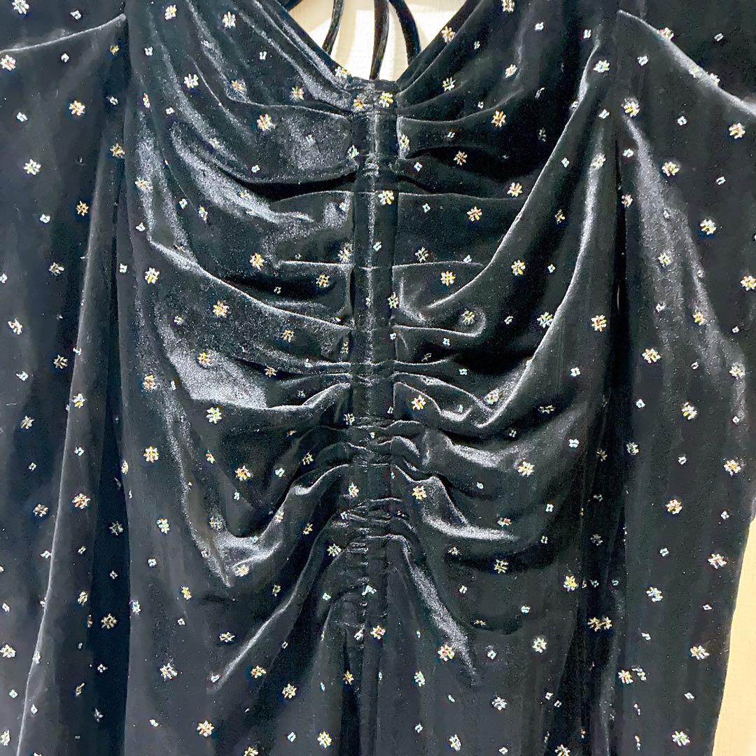 極美品 snidel ベロア刺繍 ワンピース 2024AWブラック S