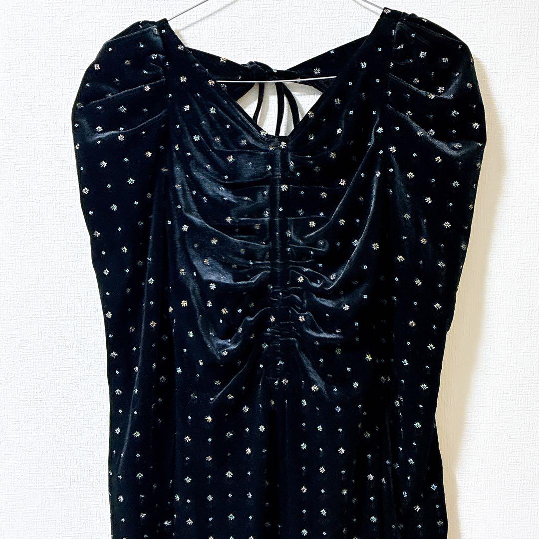 極美品 snidel ベロア刺繍 ワンピース 2024AWブラック S