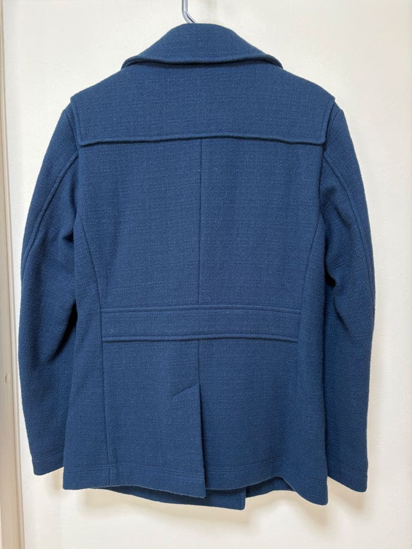 バーバリーブラックレーベル Pコート チェック ウール ブルー M