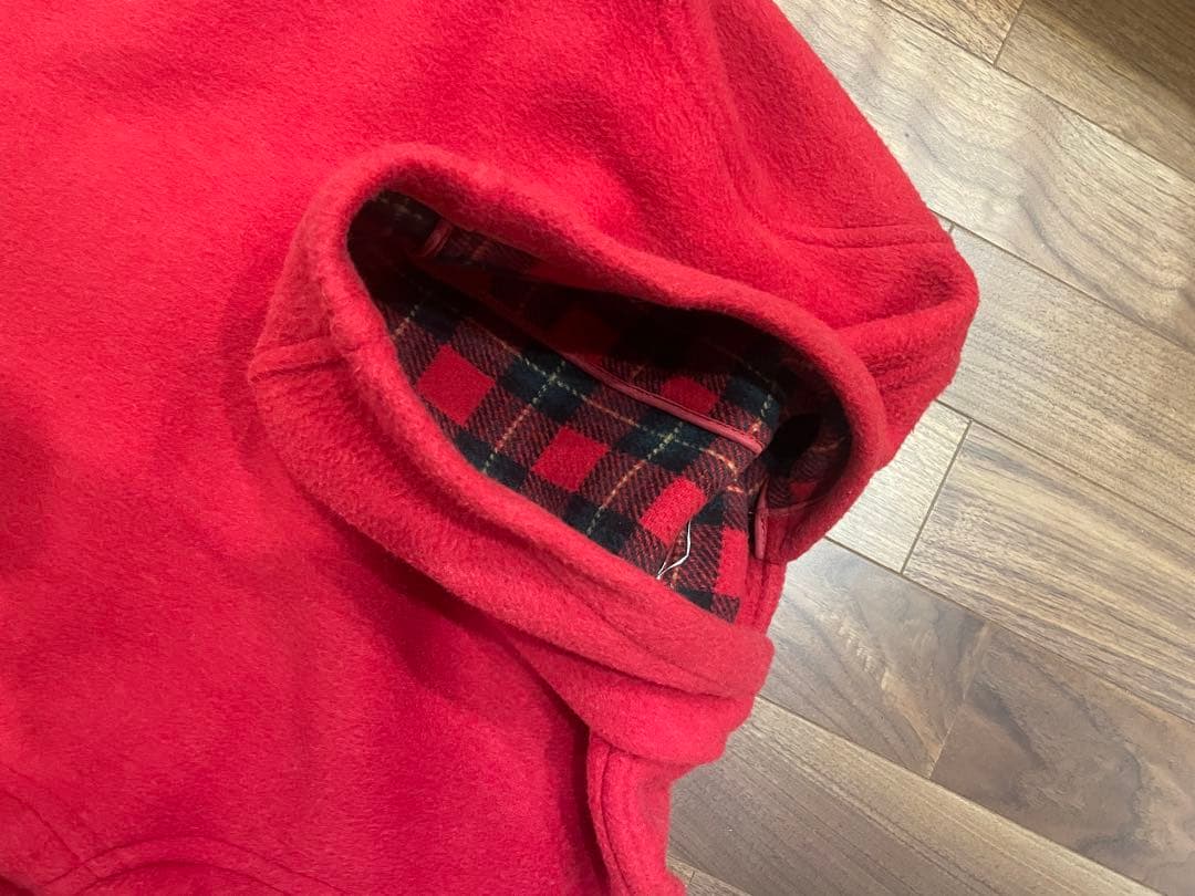 超希少 ウール赤ダッフルコート フード付き