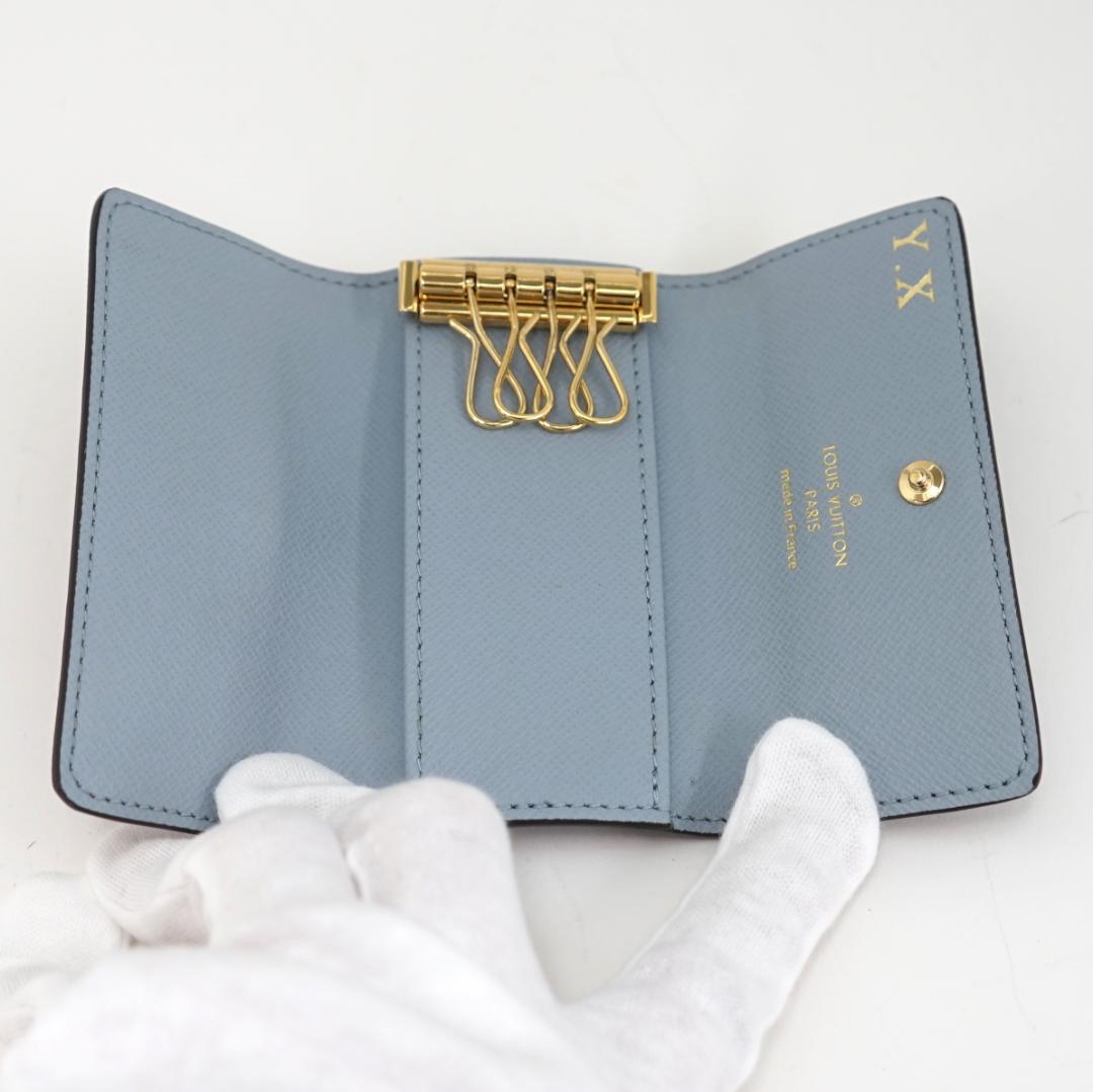 未使用に近い◆ルイヴィトン モノグラム ミュルティクレ4 キーケース ブルー