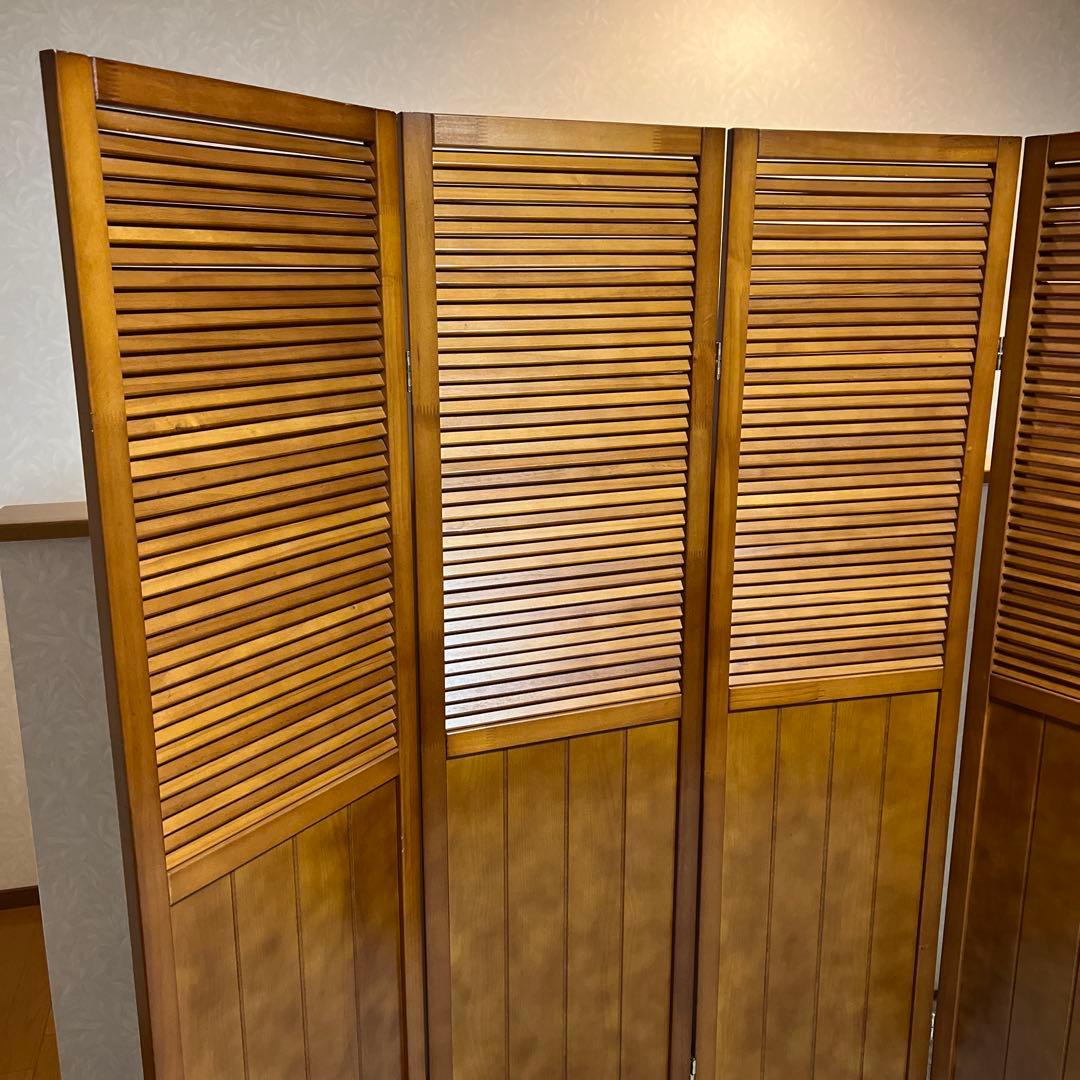 クロ　パーテーション スクリーン間仕切り 北欧ナチュラル店舗天然木木製4連