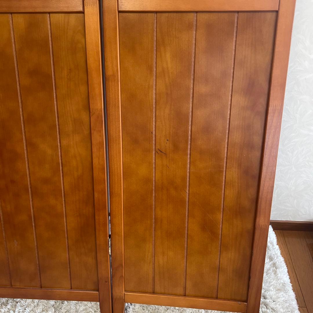 クロ　パーテーション スクリーン間仕切り 北欧ナチュラル店舗天然木木製4連