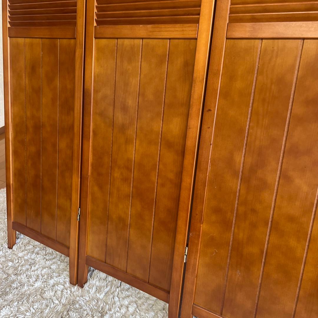 クロ　パーテーション スクリーン間仕切り 北欧ナチュラル店舗天然木木製4連