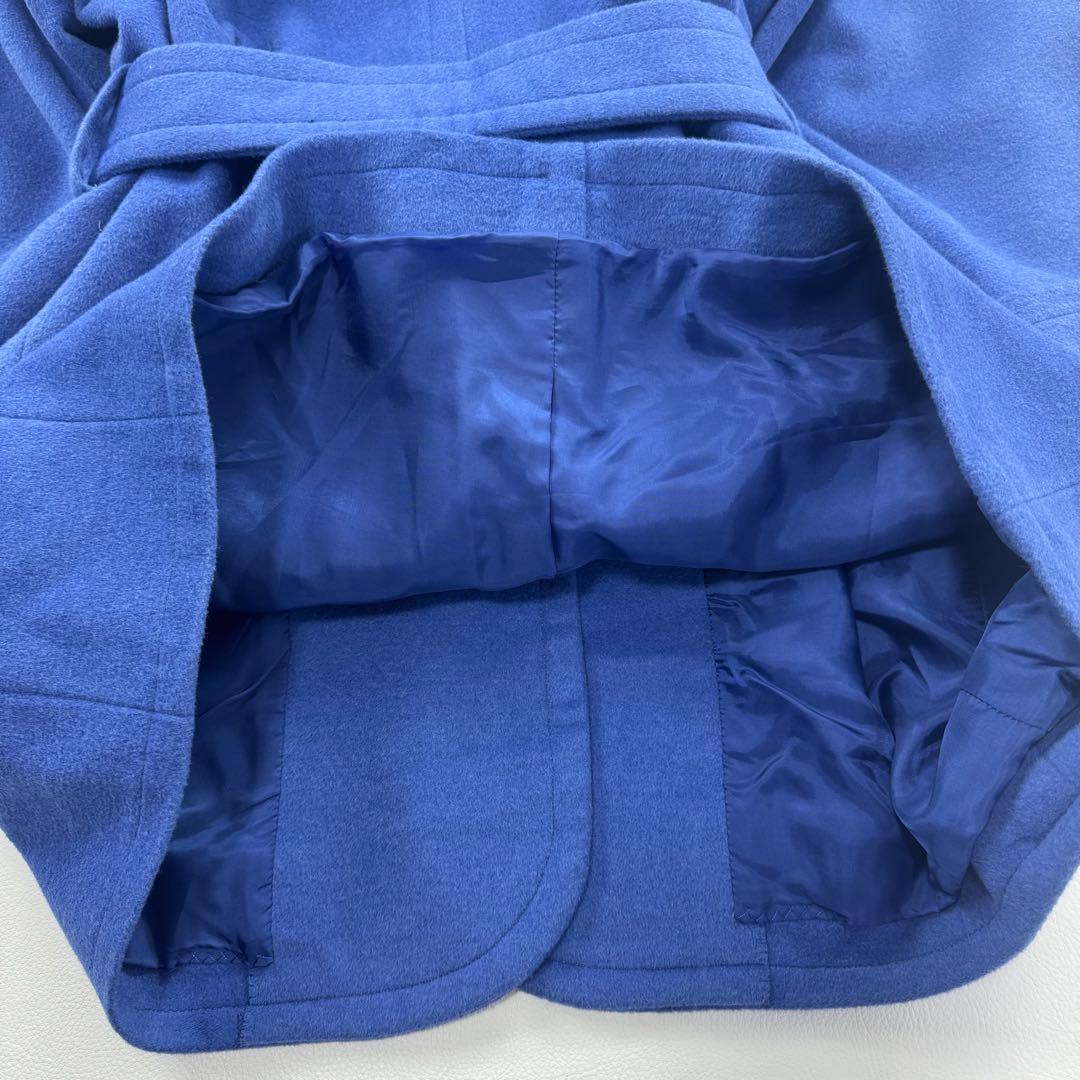 ジバンシー カシゴラ フード ベルテッドコート ウール カシミヤ アンゴラ 青