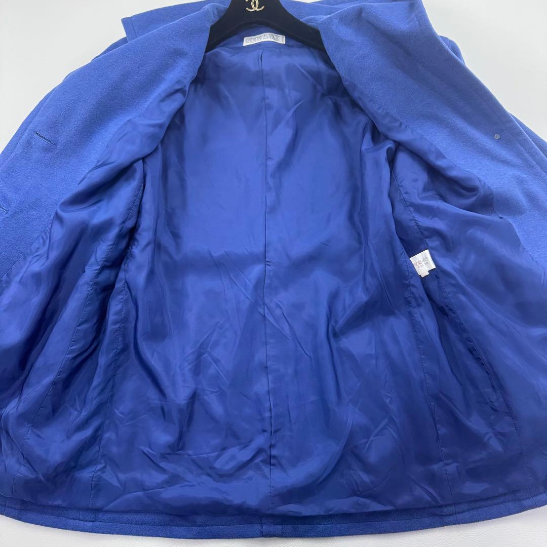 ジバンシー カシゴラ フード ベルテッドコート ウール カシミヤ アンゴラ 青