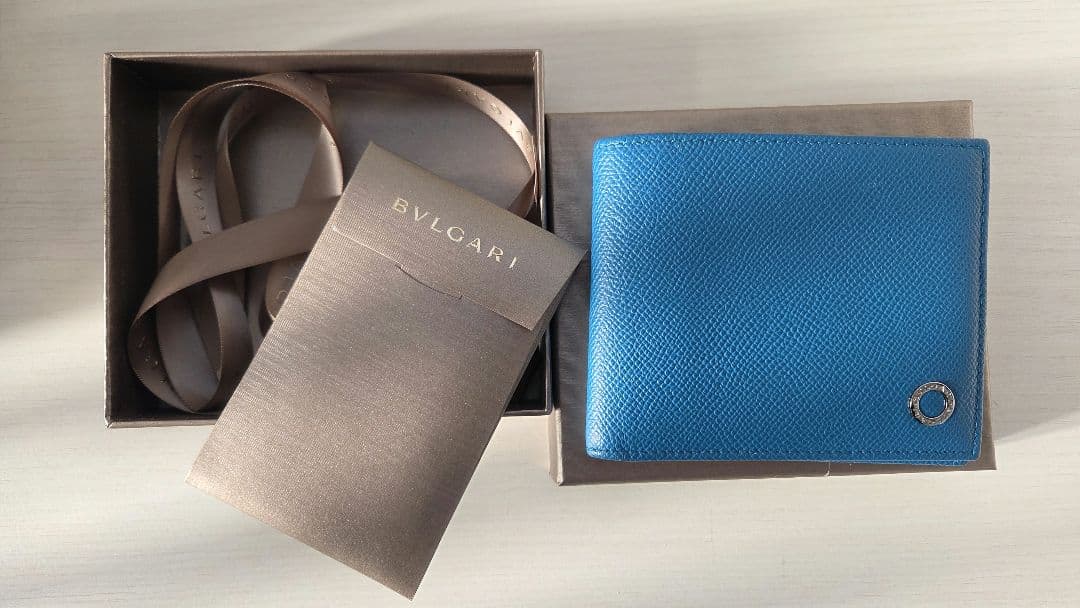 BVLGARI 2つ折り財布 ブルー ブルガリ レディース メンズ 二つ折り財布