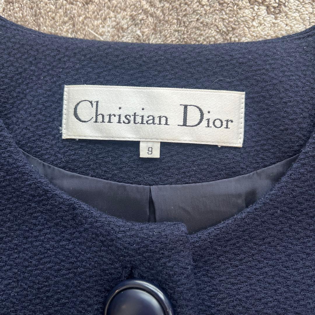 【美品】Dior ディオール　紺色　セットアップ　スカートスーツ　比翼ボタン