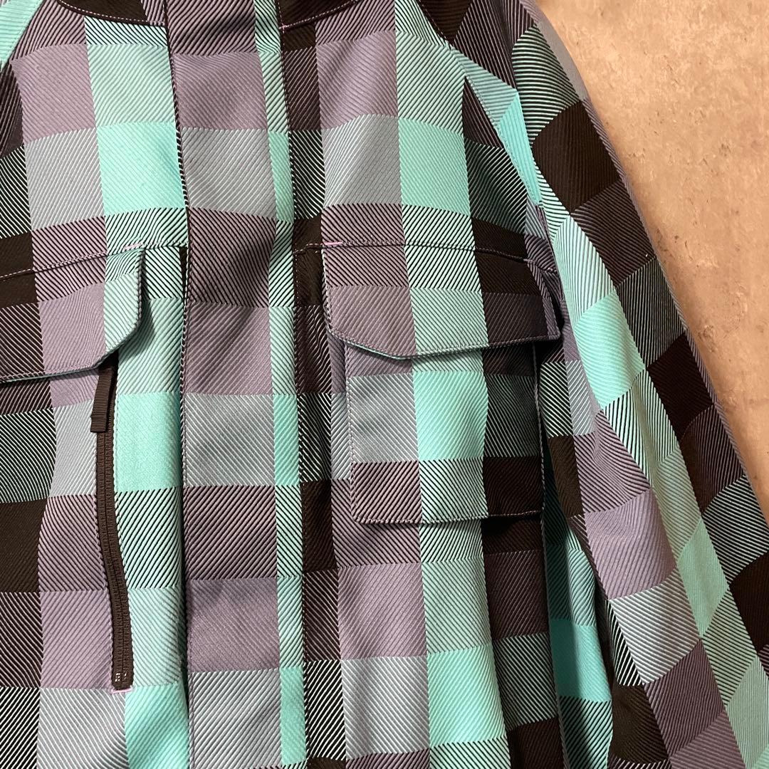 Burtonバートンスキーウェアスノーボードジャケットパーカーフード水色チェック