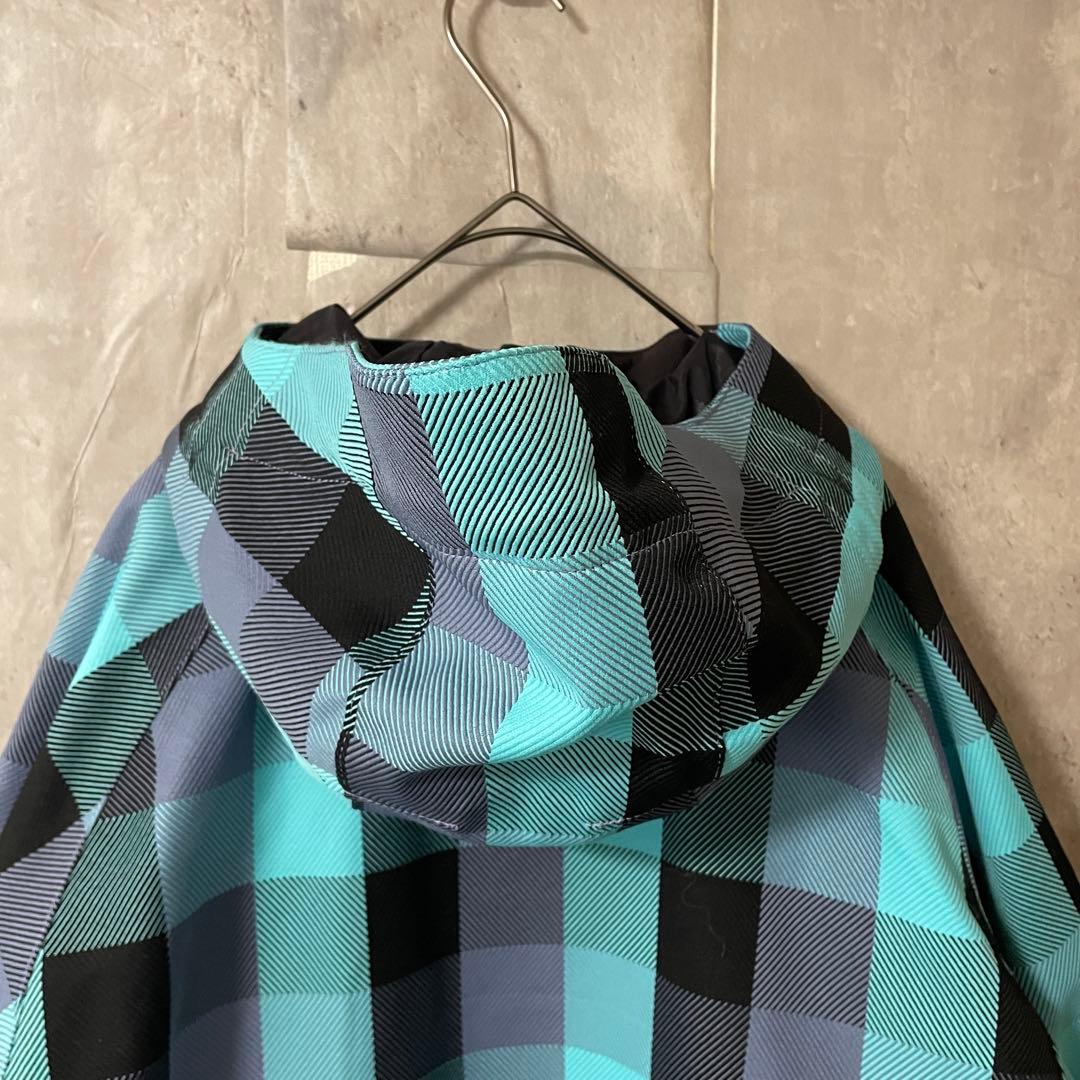 Burtonバートンスキーウェアスノーボードジャケットパーカーフード水色チェック