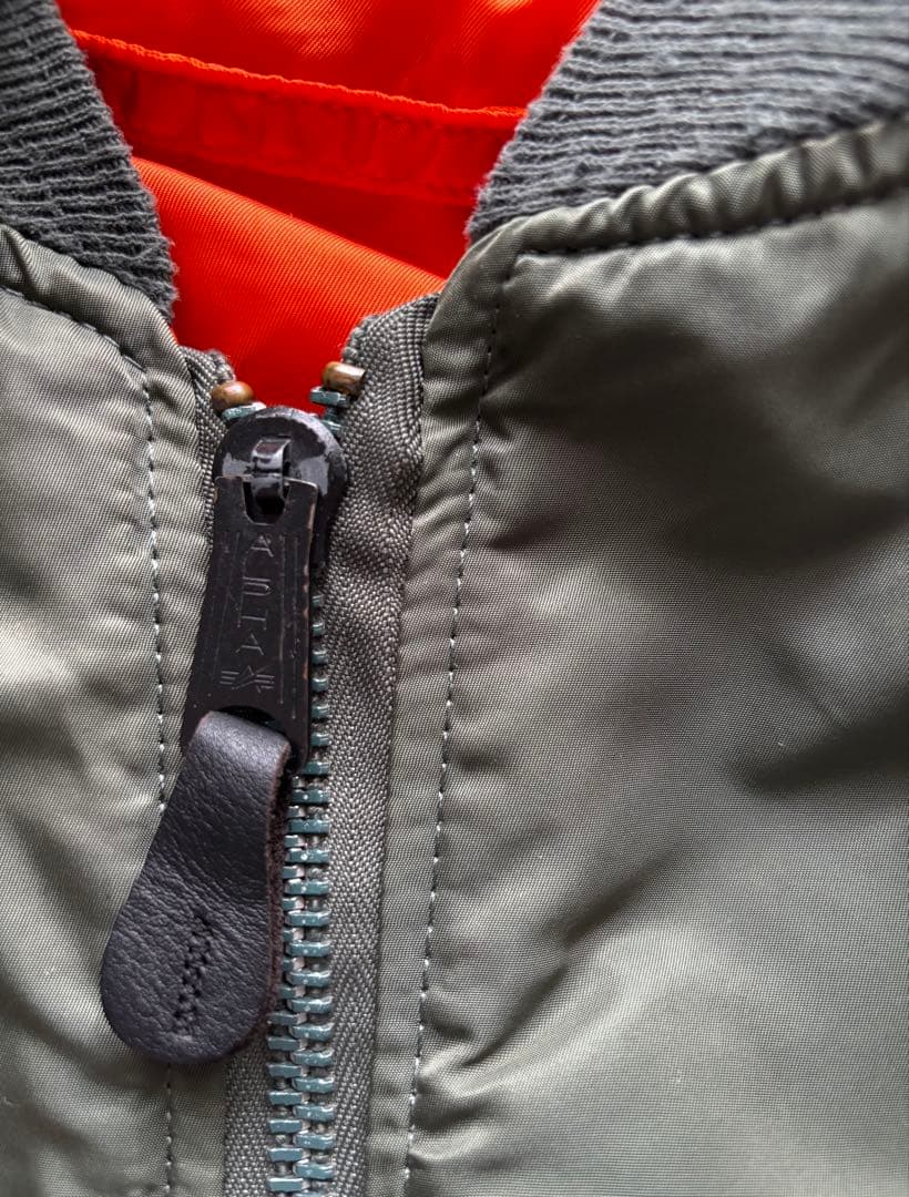 90s USA製　ALPHA MA-1 フライトジャケット　Mサイズ　カーキ