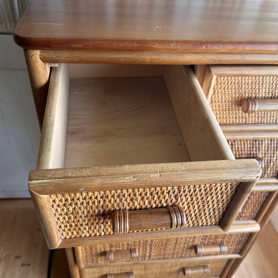 ラタン 籐　箪笥　タンス　5段　アジア