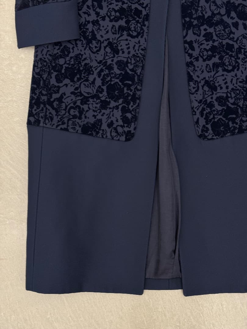 セリーヌ フラワージャガード コート 36 ネイビー CELINE チェスター