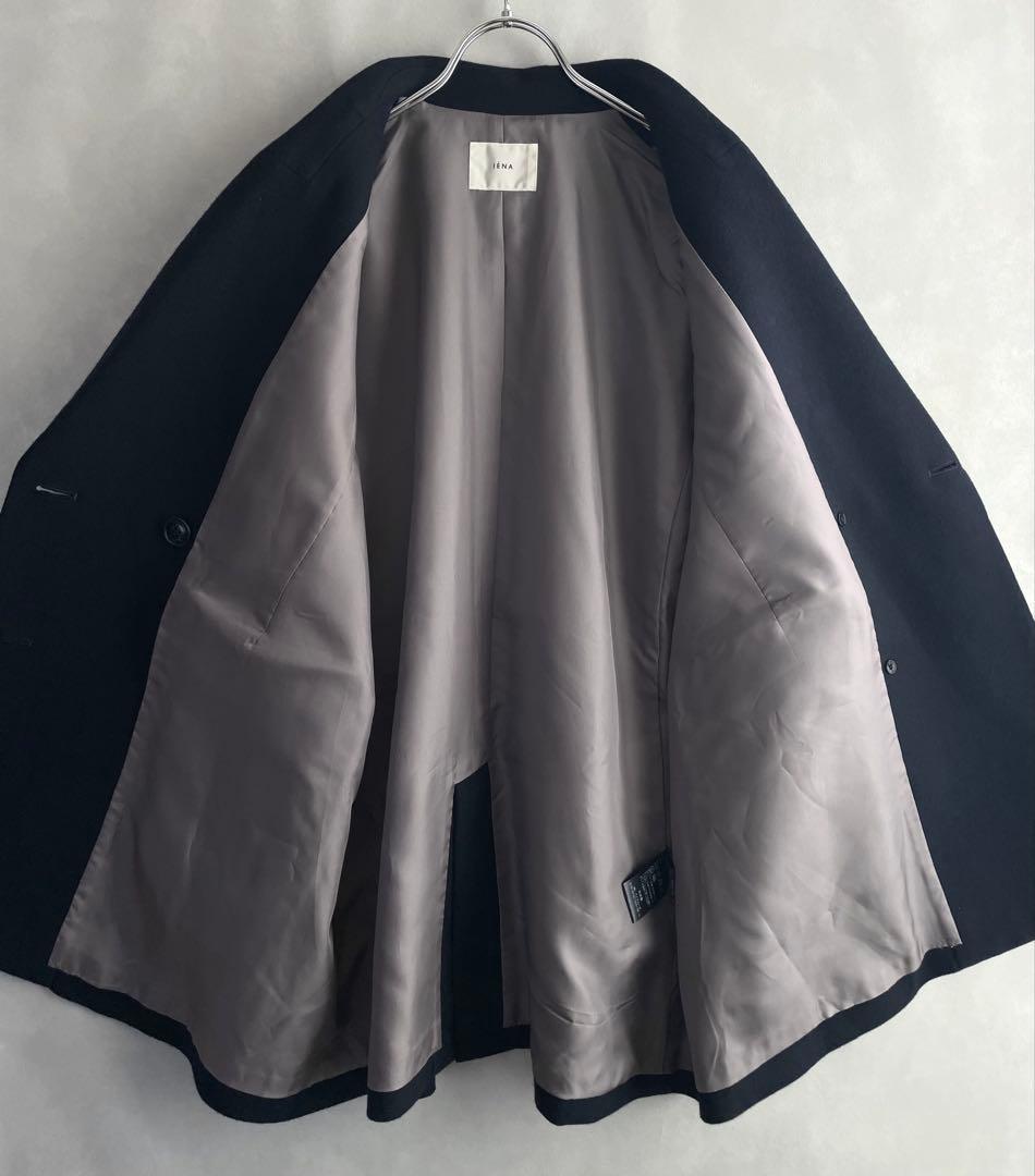 美品✨イエナ　22AW ダブルブレストジャケットコート　紺　38 オーバーサイズ