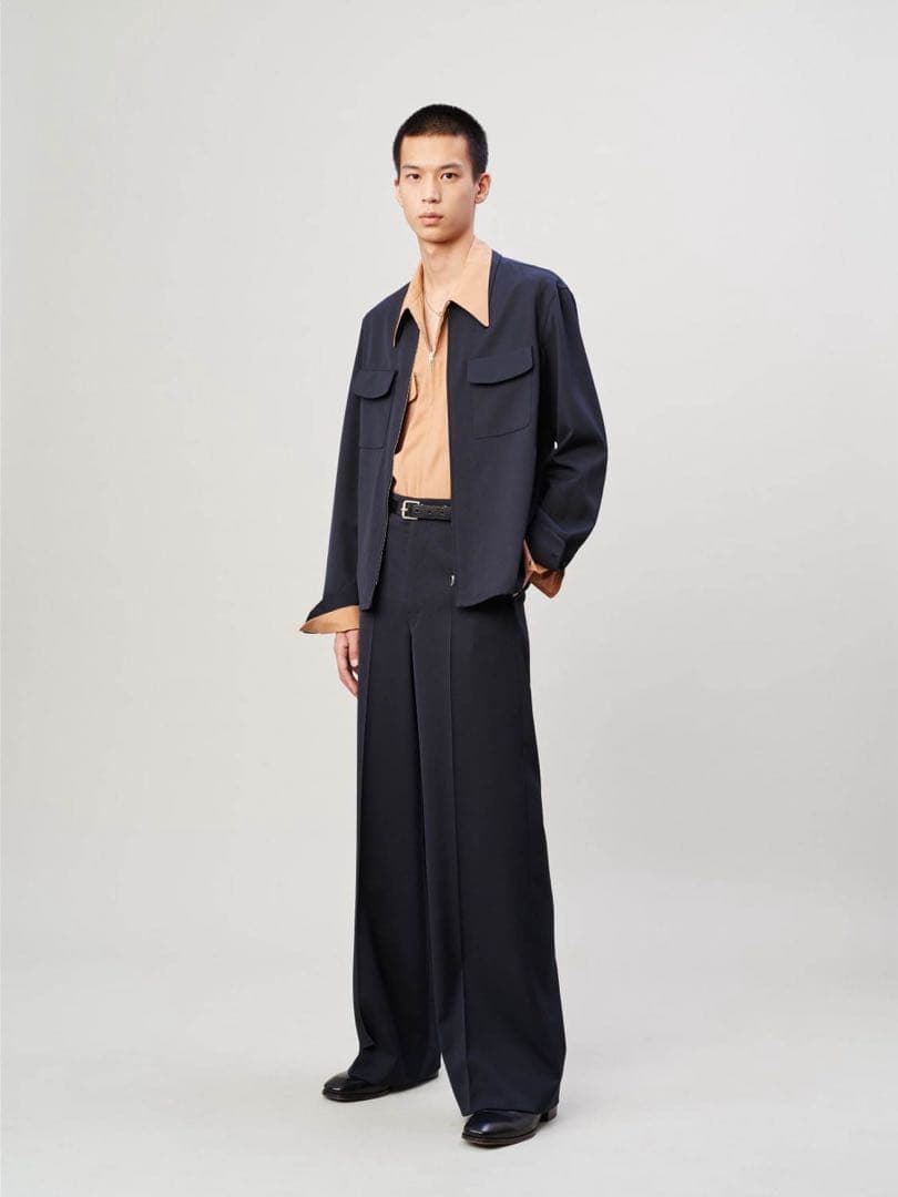 LEMAIRE 19FW ルメール ウールワイドスラックス 44 ブラック