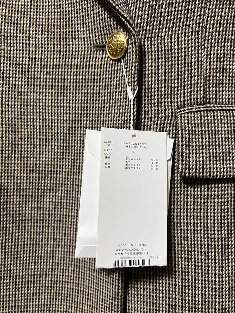 新品・完売 Mila Owen チェック金釦 ダブルブレスト ロングブレザー