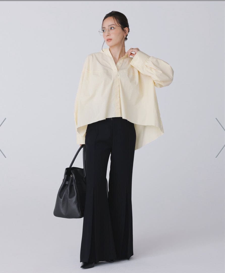 anuans ダブルクロスボックスタックパンツ　ブラック　S