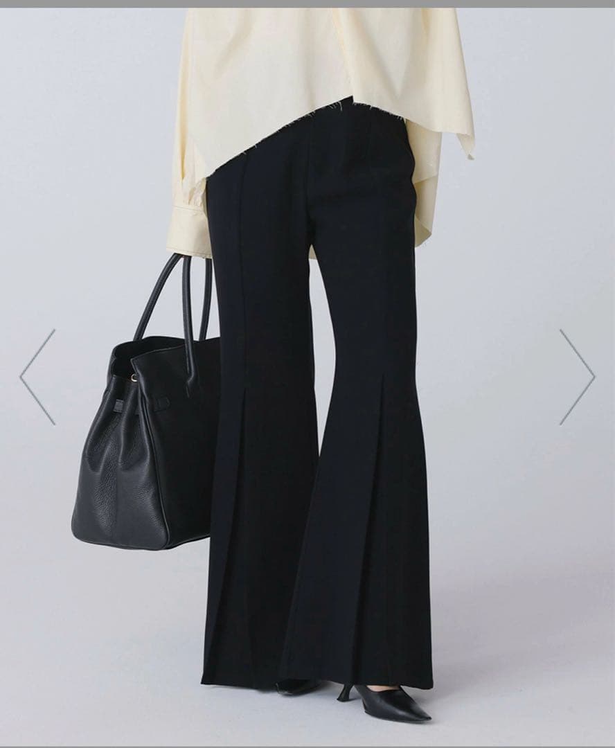 anuans ダブルクロスボックスタックパンツ　ブラック　S