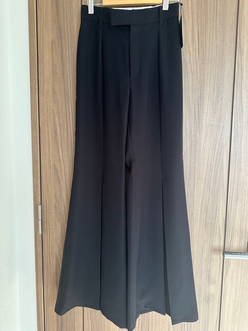 anuans ダブルクロスボックスタックパンツ　ブラック　S