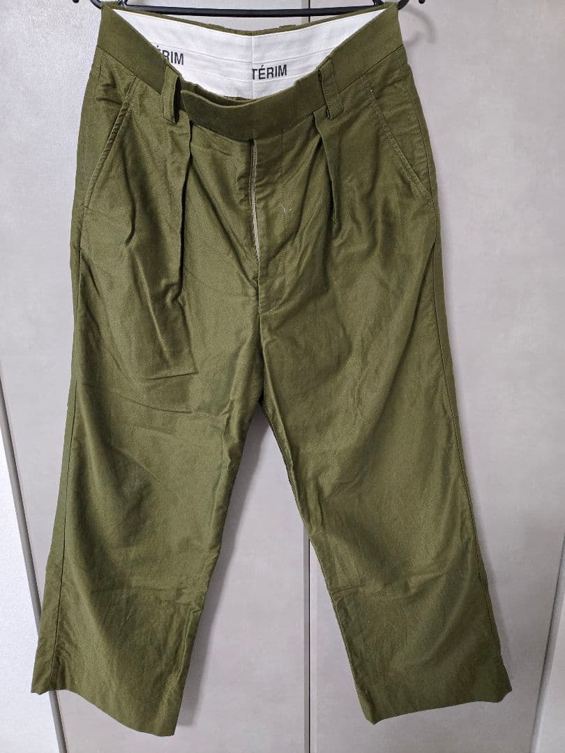 INTERIM モールスキン 2タック ワイドテーパード スラックス