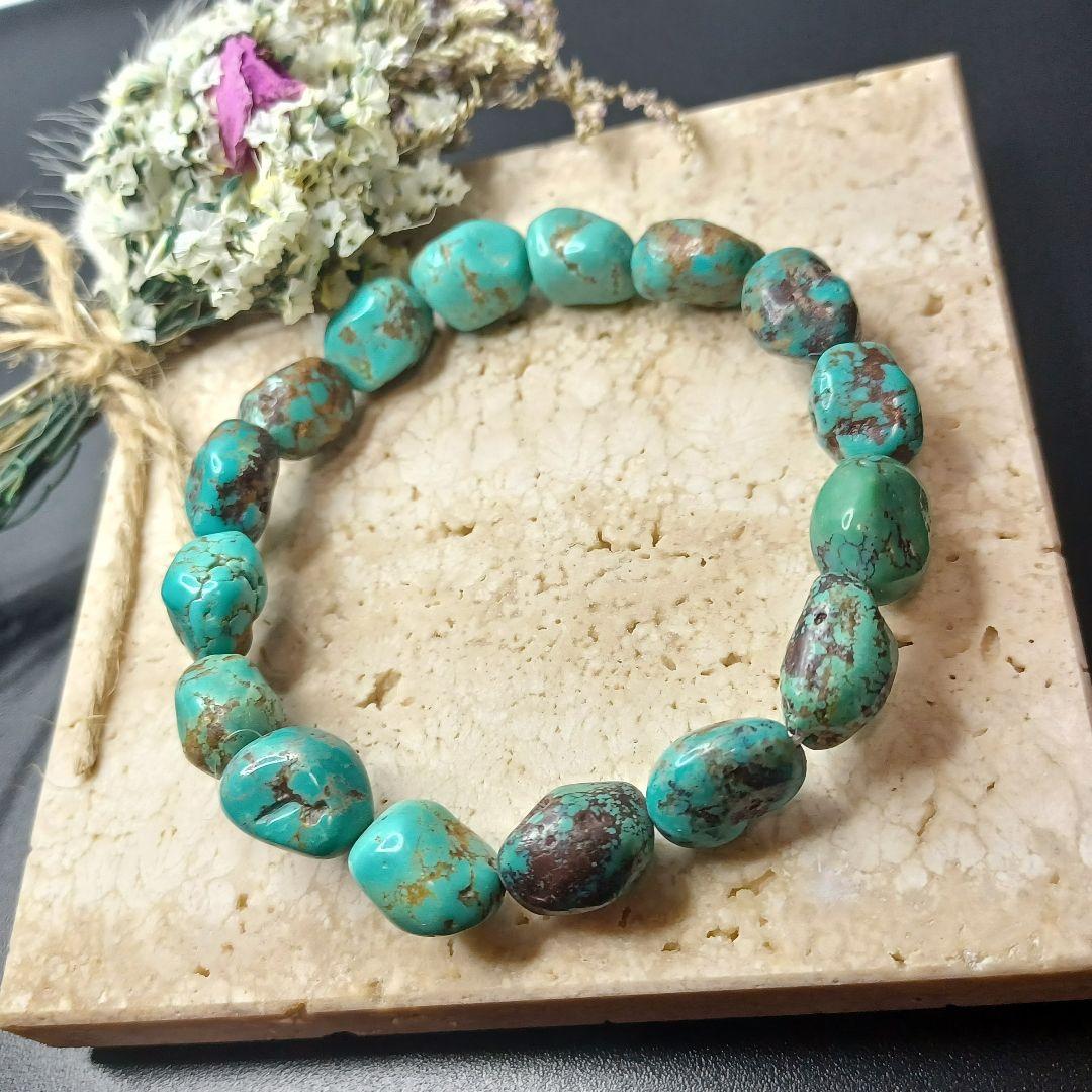 【希少石/最強品質】天然ターコイズ＊タンブル型＊　天然石ブレスレット
