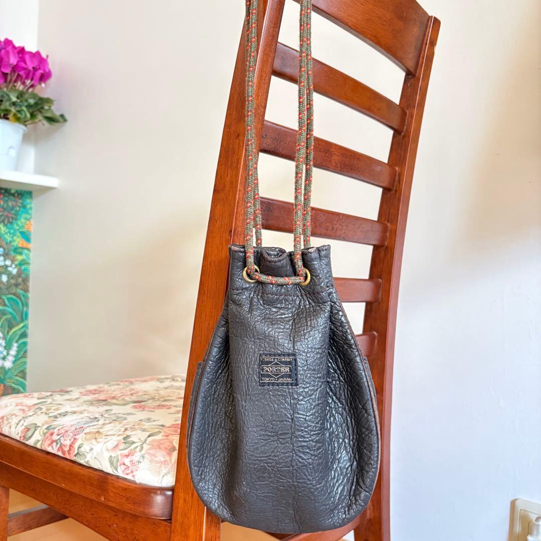 希少 PORTER HERCULES 80s ヴィンテージ 巾着レザーショルダー