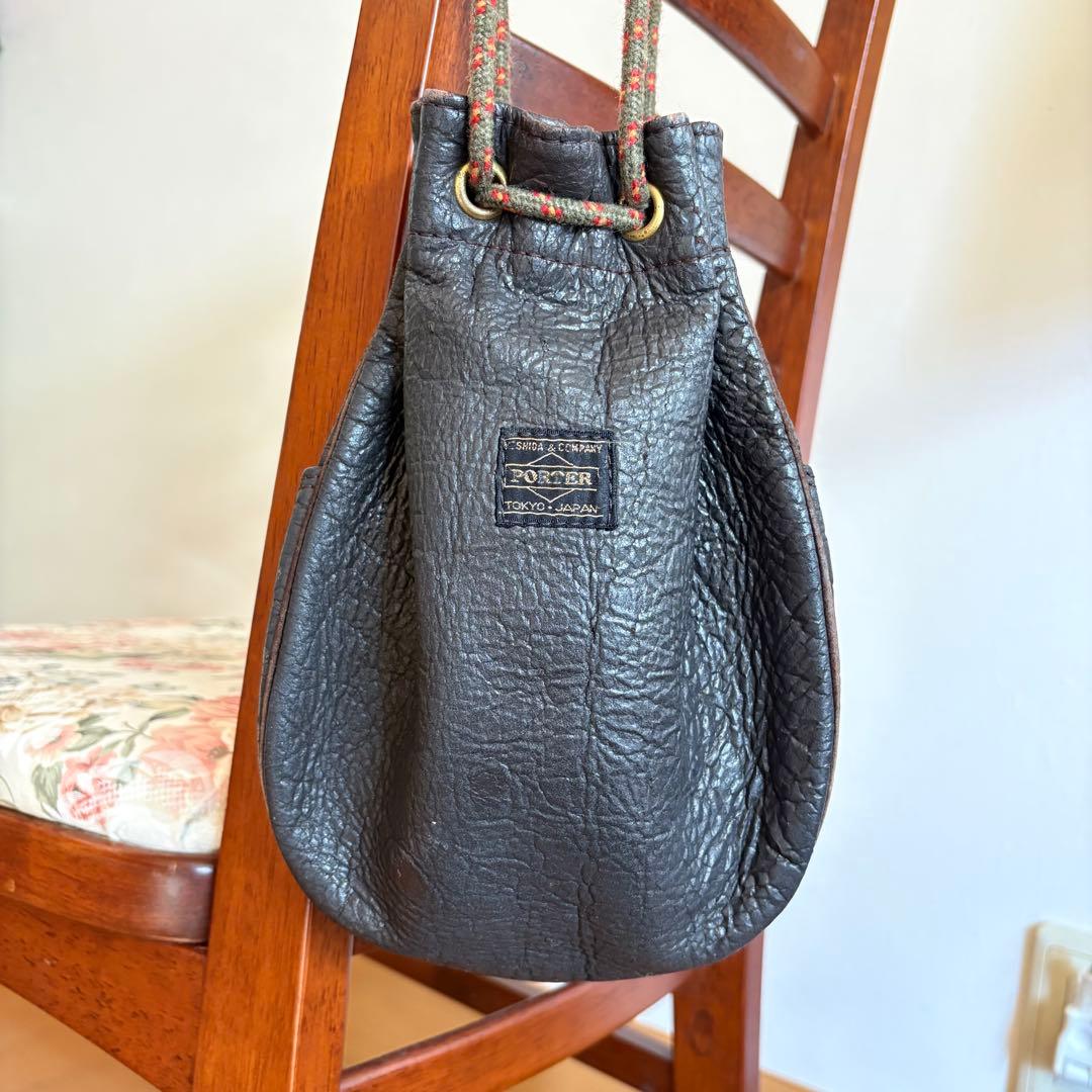 希少 PORTER HERCULES 80s ヴィンテージ 巾着レザーショルダー