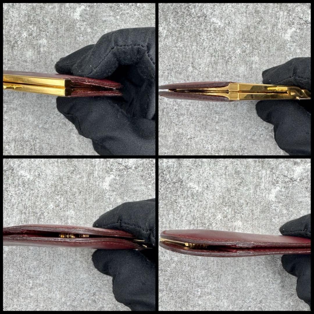 極美品　カルティエ マストライン がま口 ケース　ボルドー　ゴールド金具