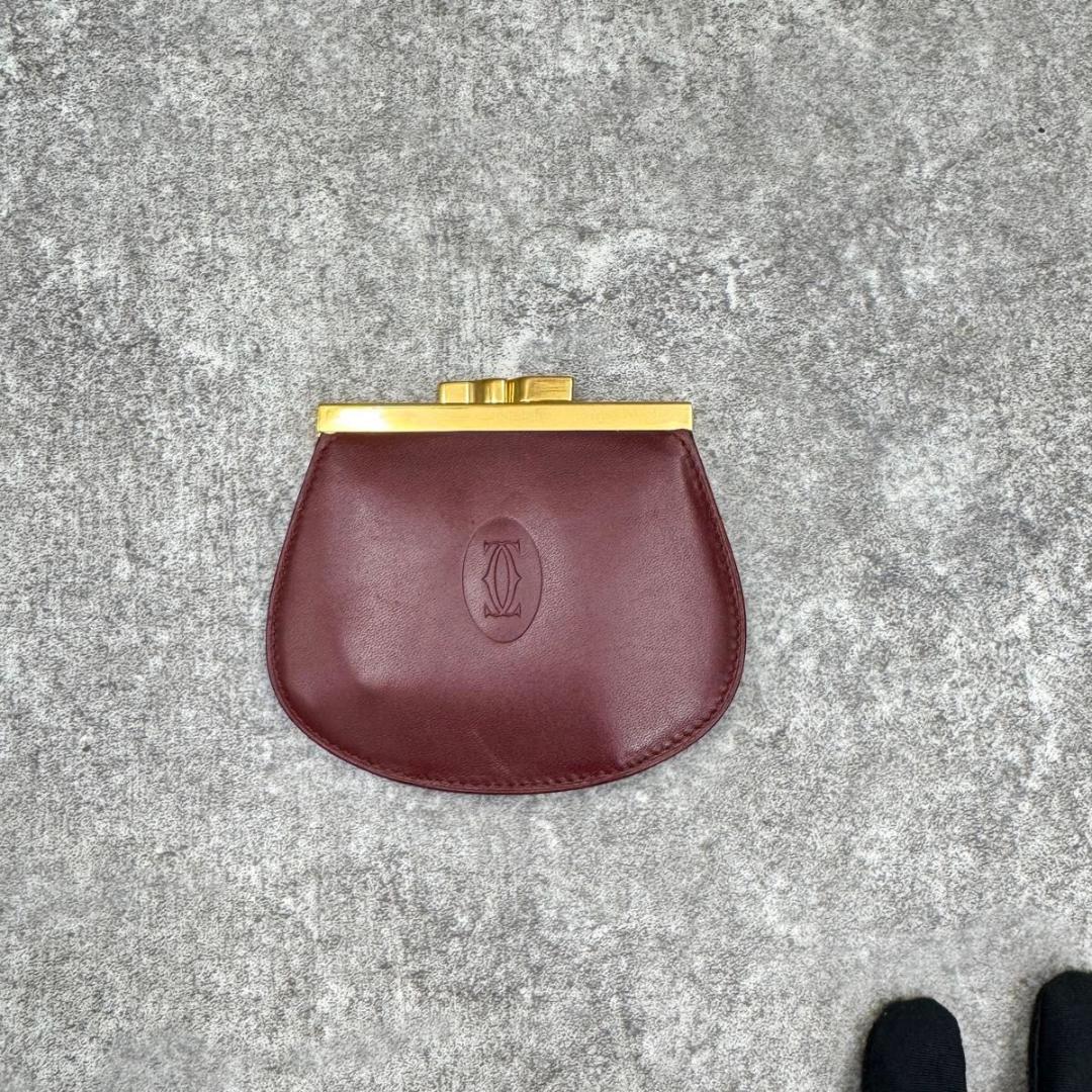 極美品　カルティエ マストライン がま口 ケース　ボルドー　ゴールド金具