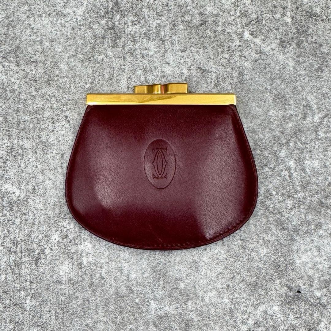 極美品　カルティエ マストライン がま口 ケース　ボルドー　ゴールド金具