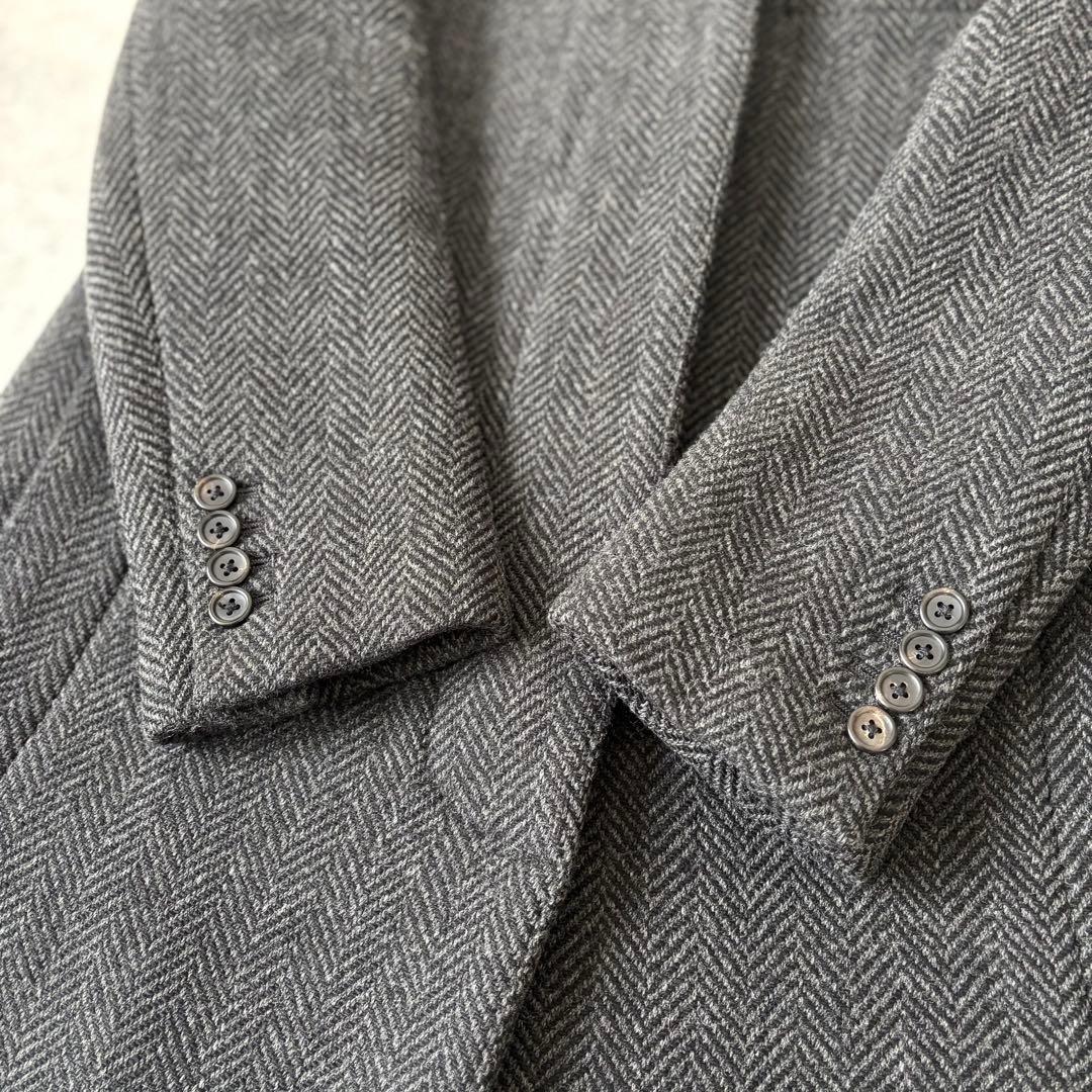 マーガレットハウエル ヘリンボーン ウールコート グレー Ⅱ 比翼ボタン
